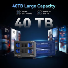Load image into Gallery viewer, High-Speed Aluminum Dual Bay Drive Enclosure with Silent Cooling &amp; Expansion