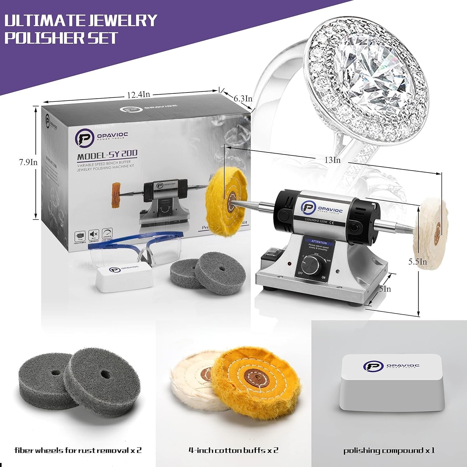 Compact Low-Noise Polishing & Buffing Machine - Ideal for Jewelry and Dental Use