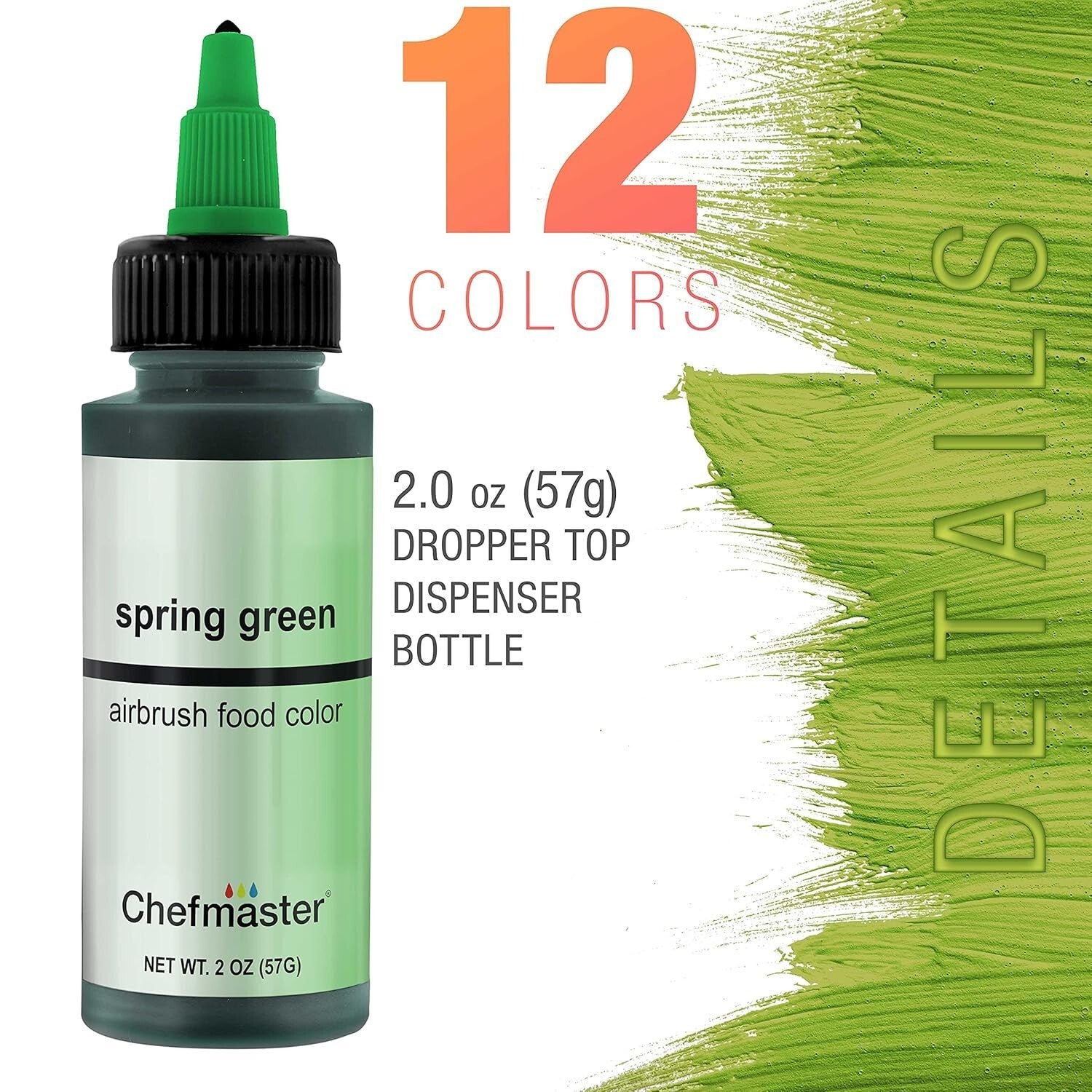 Edible Airbrush Food Colors - 12 Vibrant Shades with Convenient Dispenser