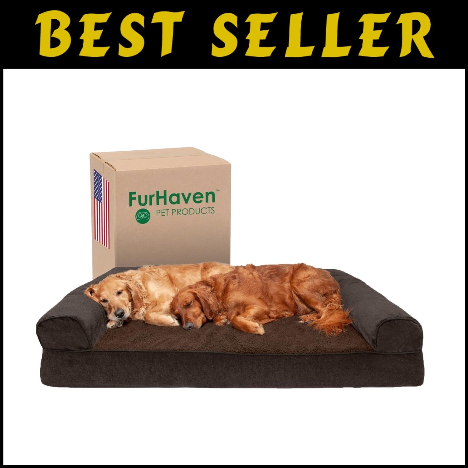Comfortable Orthopedic Dog Bed, Coffee - Jumbo Plus Size for Dogs up to 125 lbs
