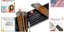 Load image into Gallery viewer, Luxury 14-Piece Paint Brush Set with Natural Hog &amp; Badger Bristles for Artists