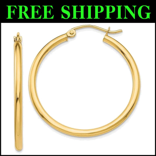 Versatile 30mm 14K Gold Hoop Earrings - Perfect for Day or Night Wear
