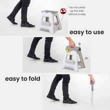 Load image into Gallery viewer, Gray Foldable Step Stool - Lightweight, Safe, Supports 330 lbs for Home Use