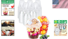 Load image into Gallery viewer, Sturdy 9 oz Clear Disposable Cups with Lids for Ice Cream &amp; Desserts - 200 Count