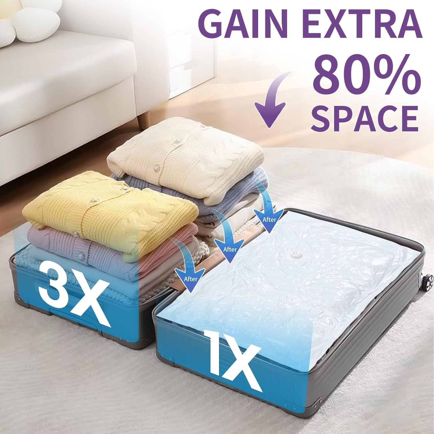 Heavy-Duty Vacuum Seal Bags Set (25), 5 Sizes + Electric Air Pump Included