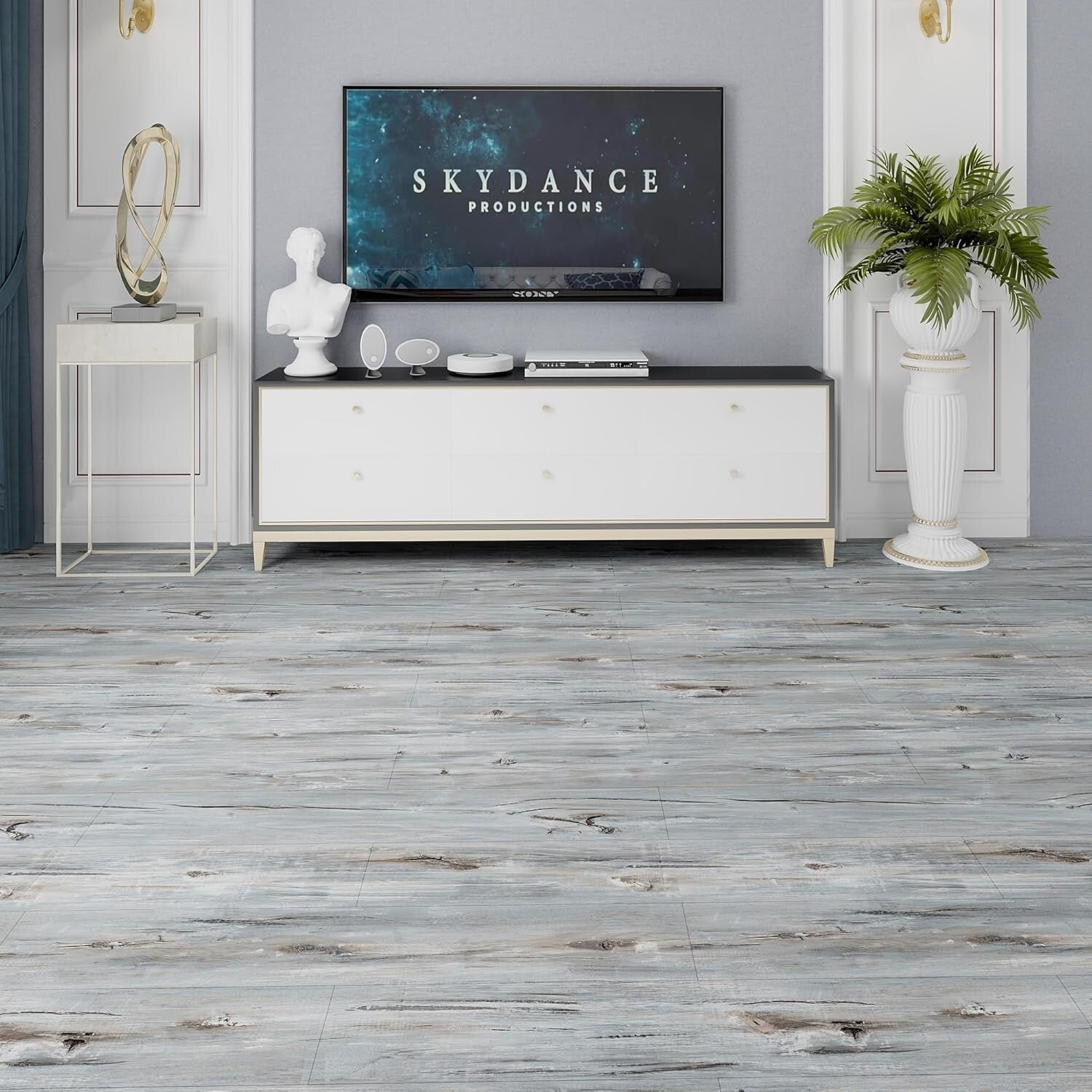 Durable Self-Adhesive Vinyl Floor Tiles - 36" x 6" Mediterranean Style, 72 Pack