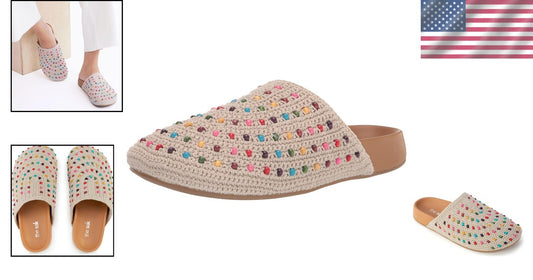Stylish Women's Bolinas Clogs, Ecru Multi Beads - Comfortable Everyday Slip-Ons