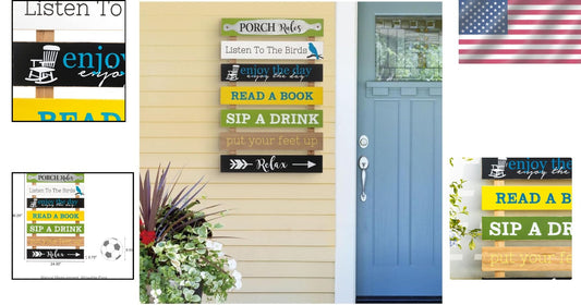 Charming Rustic 36'' Porch Rules Sign - Hand-Painted Outdoor Wall Decor