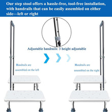 Load image into Gallery viewer, Heavy Duty 2-Step Medical Foot Stool with Adjustable Handle – 350 lbs Support