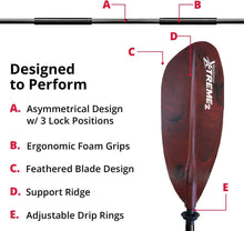 Load image into Gallery viewer, Professional 96” Kayak Paddle - Fiberglass Blades for Sport &amp; Recreational Use