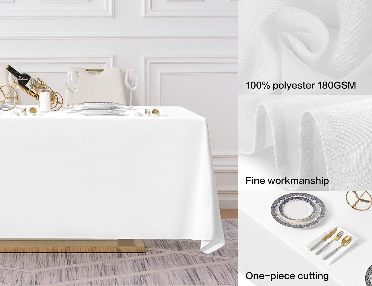 Elegant 5 Pack White 90x132 Inch Tablecloths for Stylish Dining Experiences