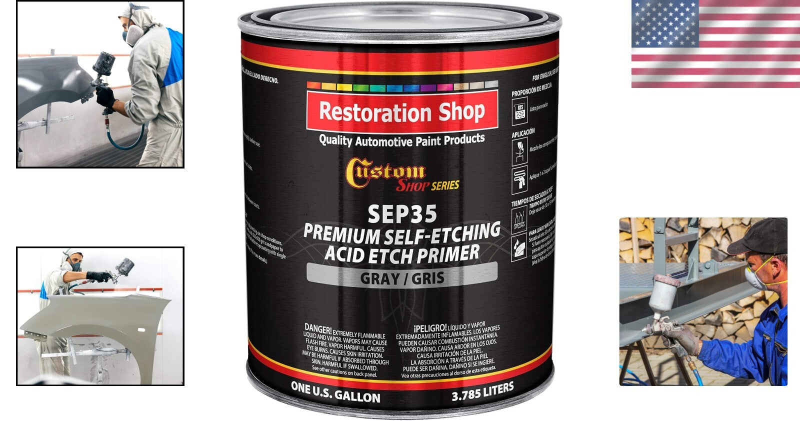 1 Gallon Gray Automotive Self-Etching Primer - Rust Resistant & Flexible Formula