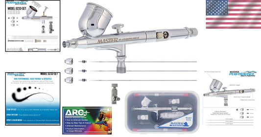 Professional G233 Airbrush Dual-Action Kit - 3 Nozzle Setup for All Applications