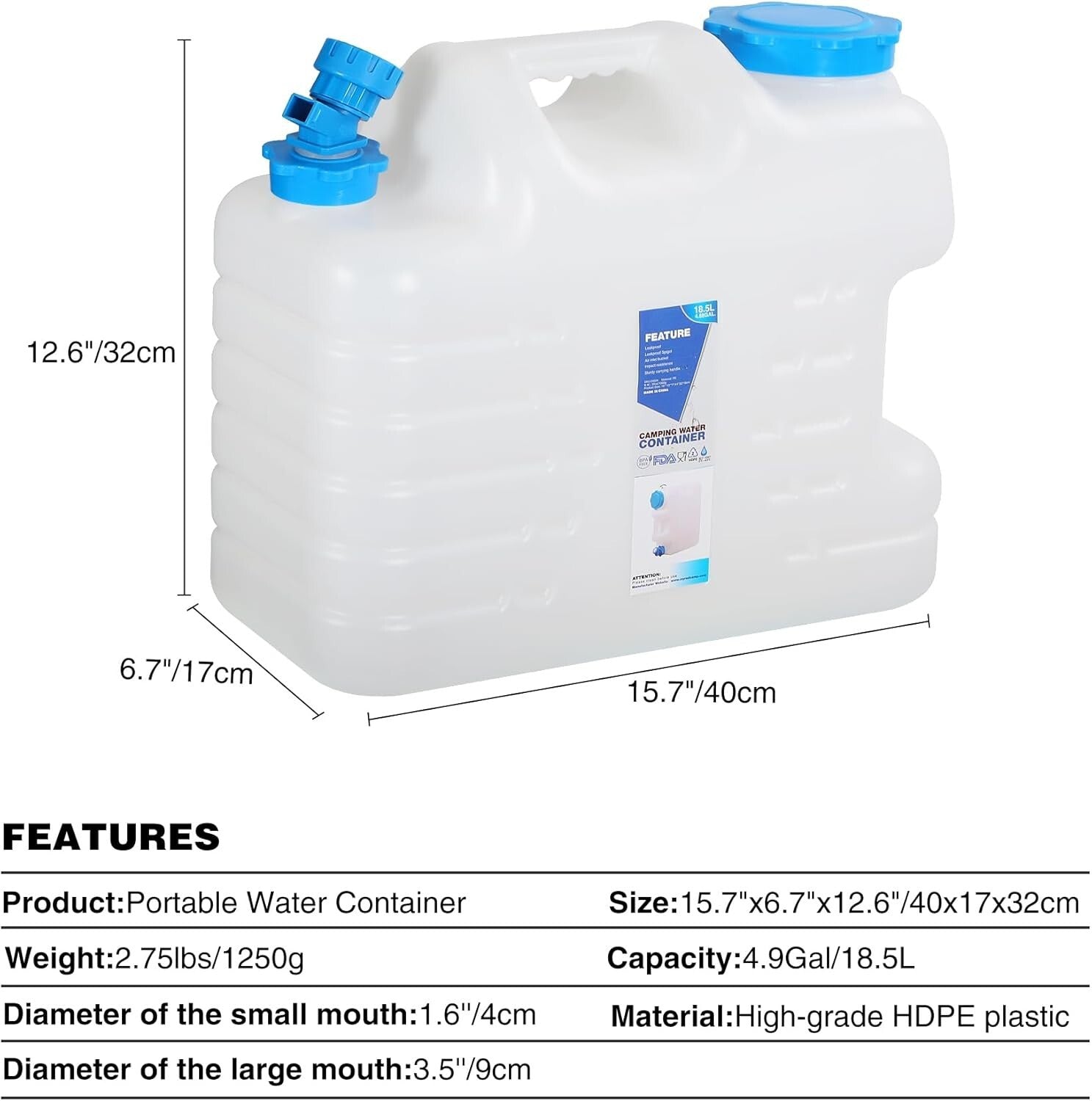 5-Gallon Portable Water Container with Spigot: Perfect for Camping & Emergencies