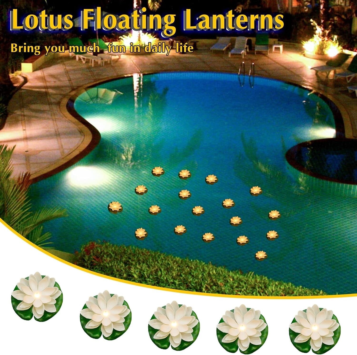 Elegant 24 Pcs Floating Lotus Lights with Remote Control for Garden Parties