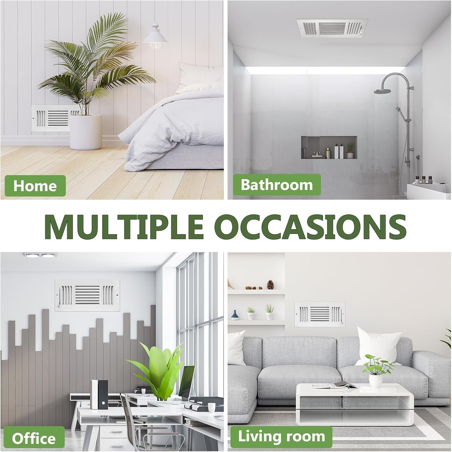 6-Pack 12x6 Inch Adjustable Metal Air Vent Covers for Ceiling & Wall