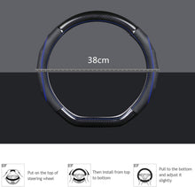 Load image into Gallery viewer, Elegant Black &amp; Blue D-Shape Steering Wheel Cover - Premium Carbon Fiber Design
