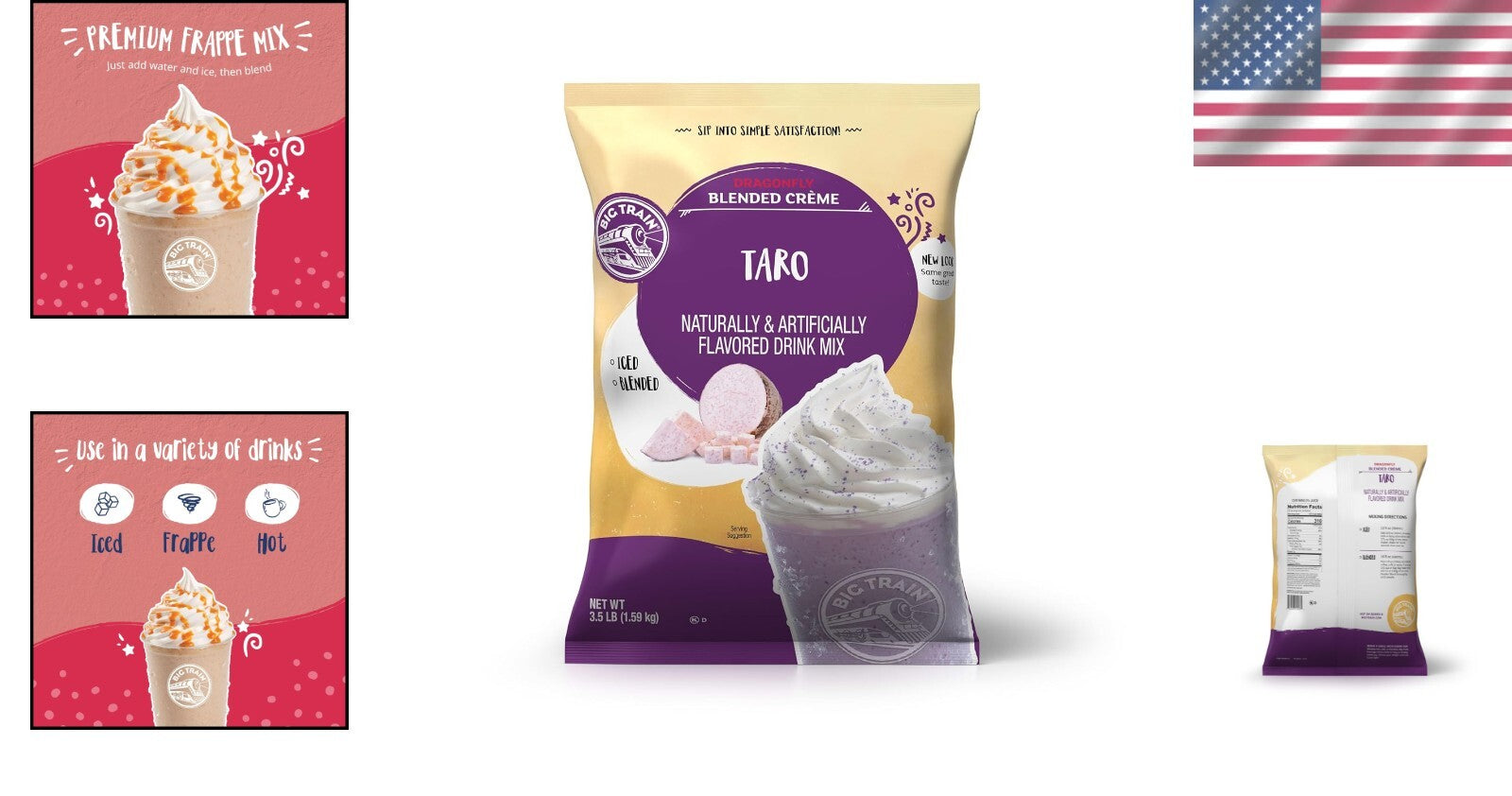 Dragonfly Taro Blended Crème Beverage Mix - 3.5 lb Pack for Instant Treats