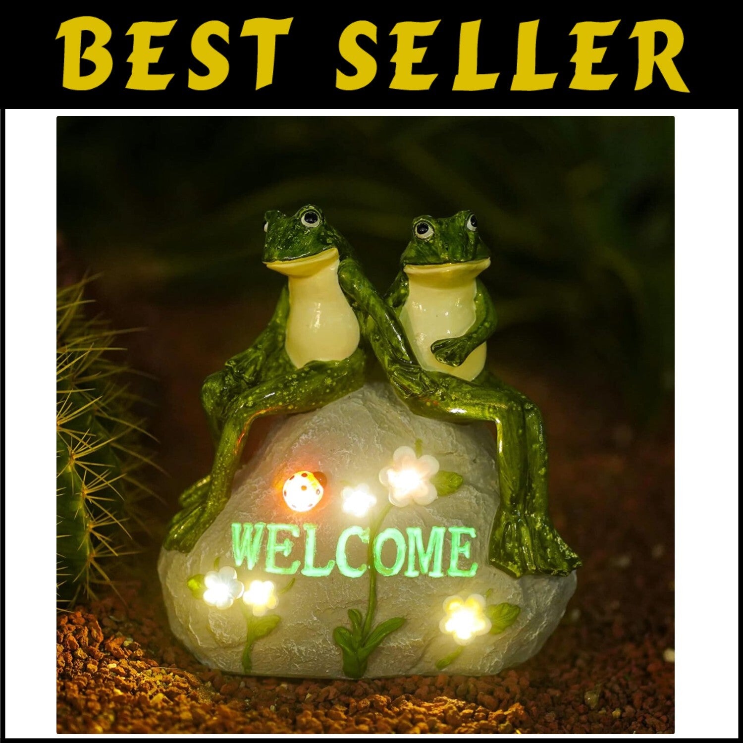 Charming Solar-Powered Frog Statue with Ambiance LED Lighting - Garden Gift
