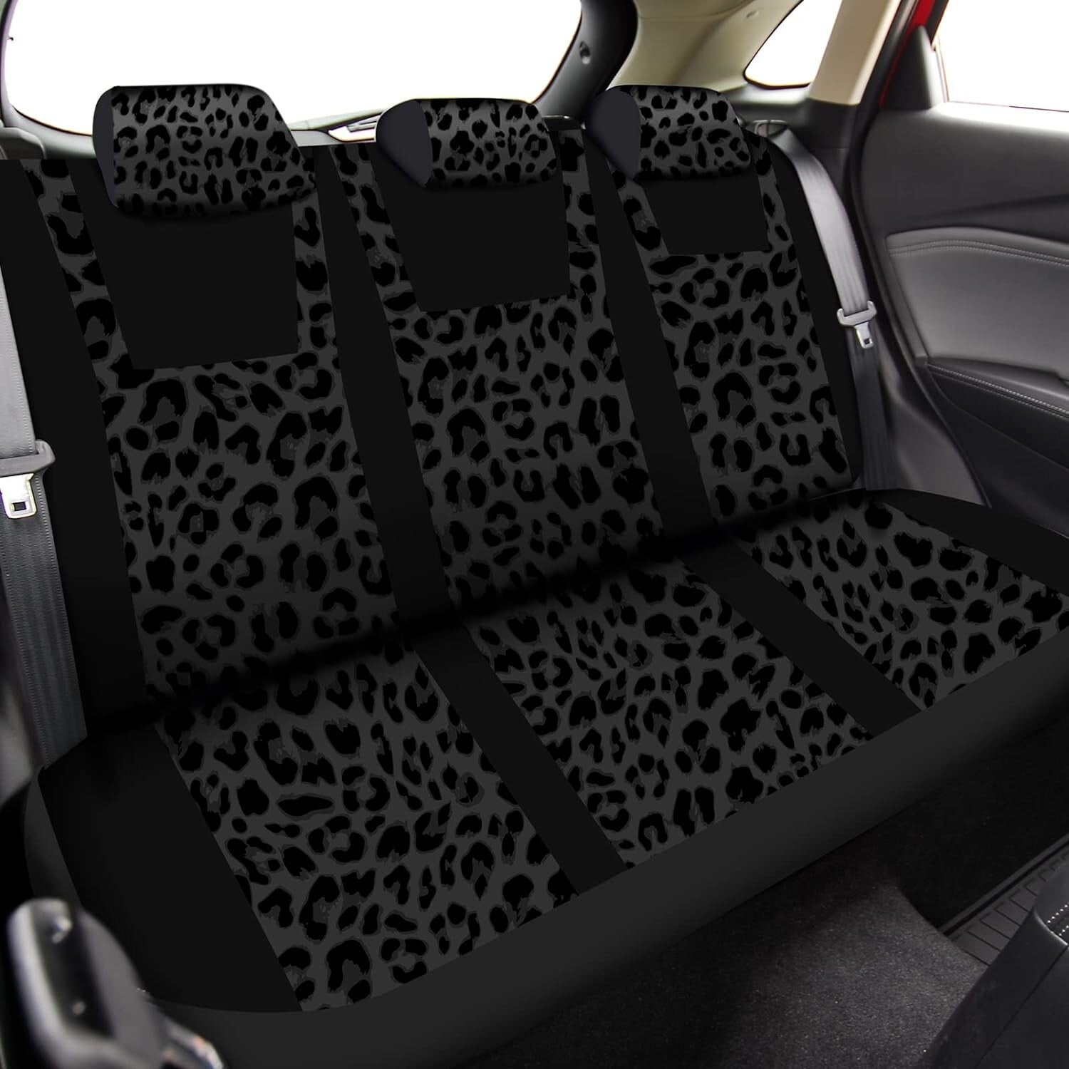 Complete Leopard Print Car Accessories Set - Seat Covers, Steering Wheel & More
