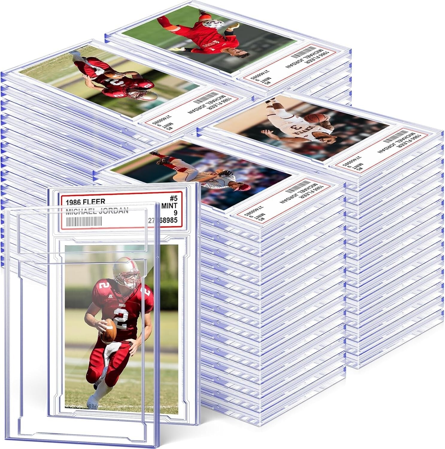 100 Pcs Modern Acrylic Trading Card Cases with Labels - Secure Storage Solution