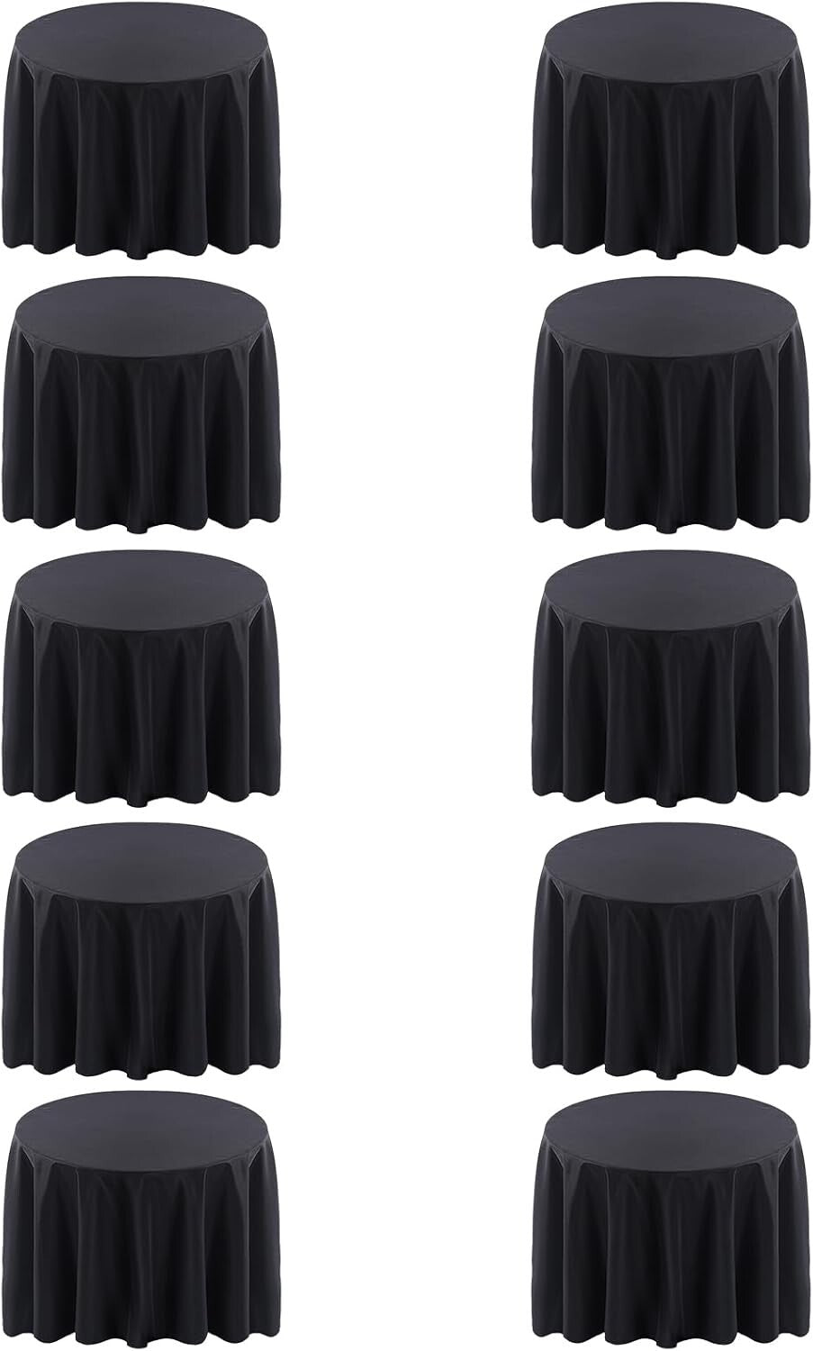 Elegant 120-Inch Black Round Tablecloth 10 Pack - Stain Resistant & Durable