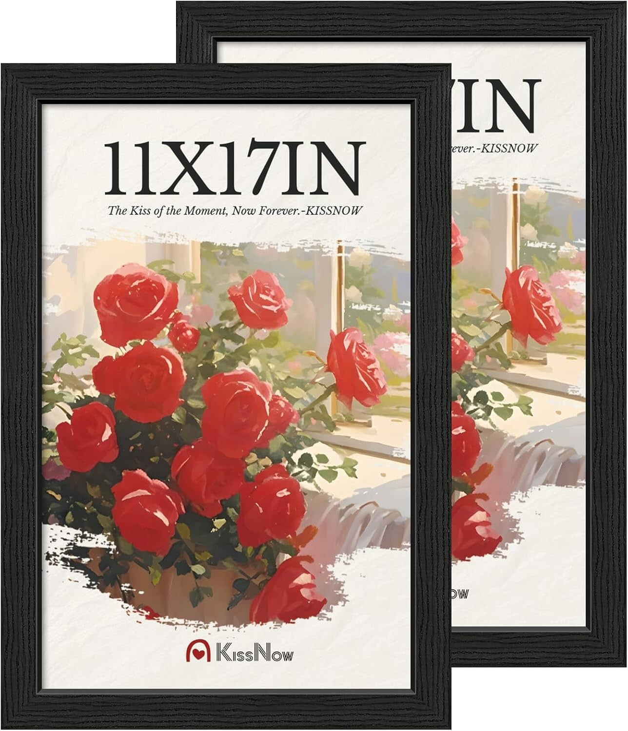 Versatile 11x17 Wooden Frames - Textured Black, Vertical & Horizontal Display