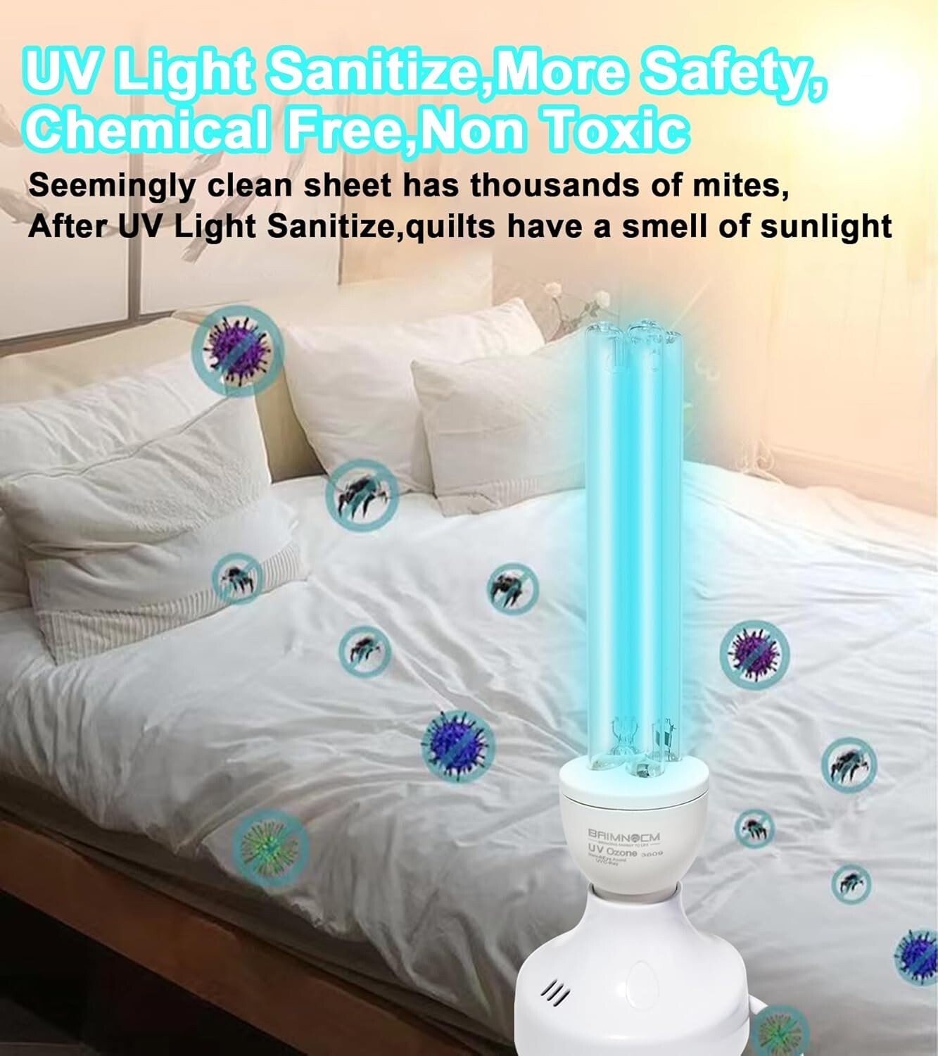 50 Watt UVC Germicidal Lamp with Remote Control - Safe Home Disinfection