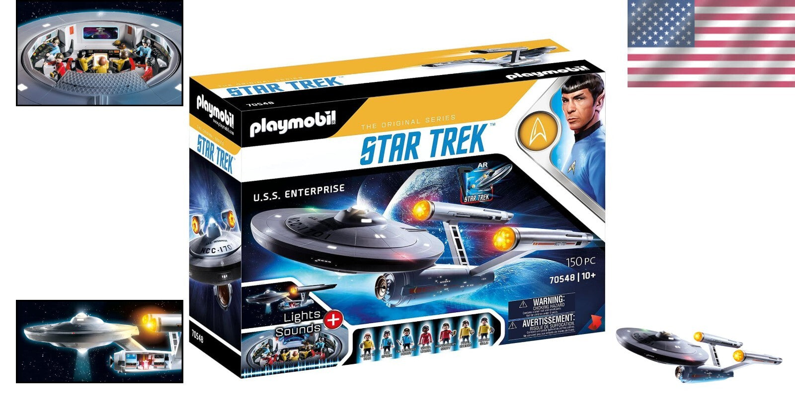 Star Trek U.S.S. Enterprise NCC-1701 Model with Removable Roof & 10+ Accessories