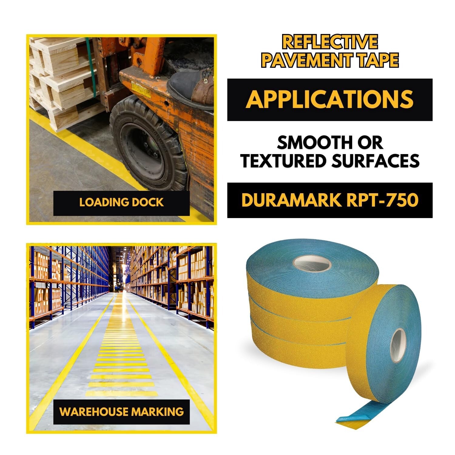 High Visibility Rubber Base Marking Tape - 2 Inch x 108 Feet for Crosswalks