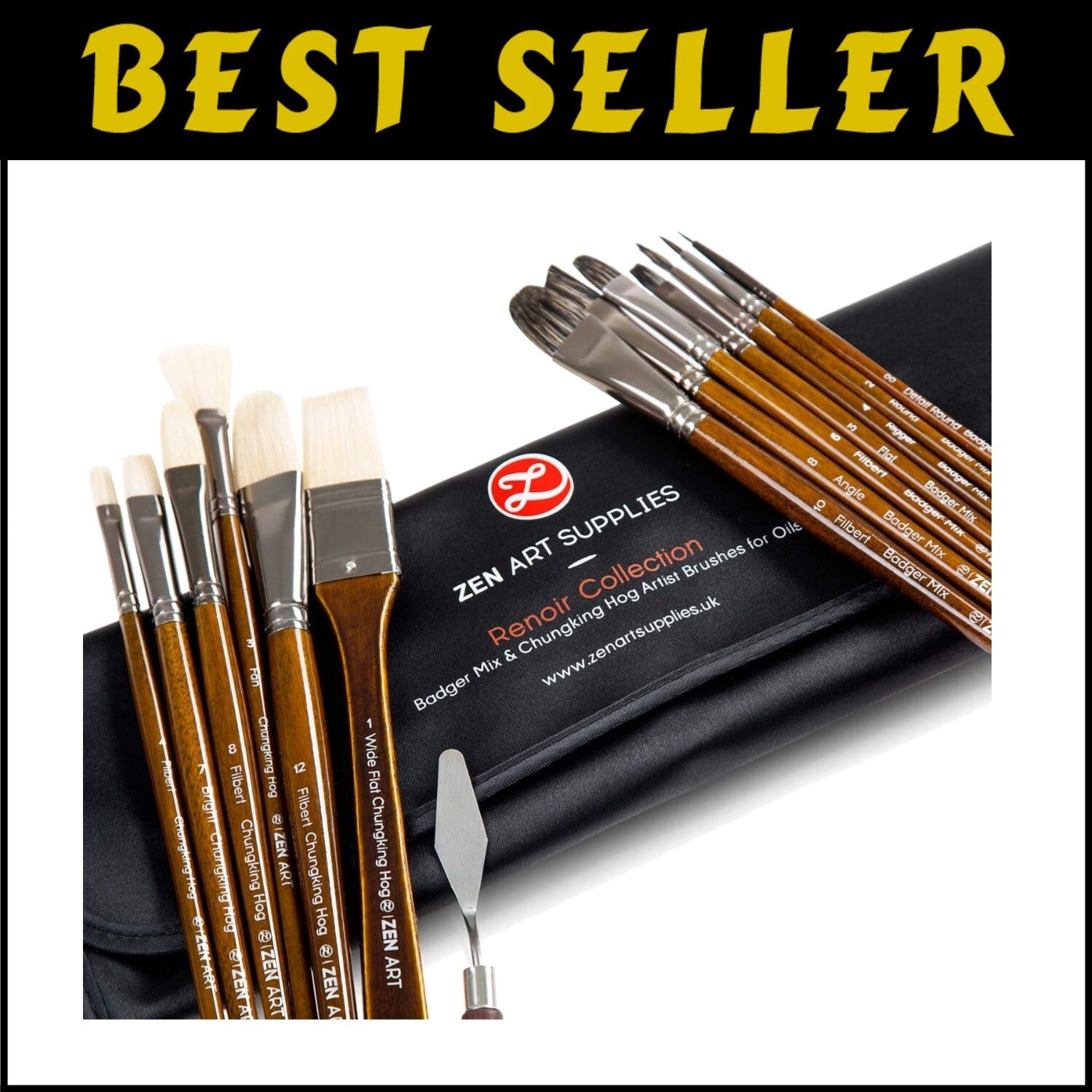 Luxury 14pc Oil & Acrylic Paint Brush Set with Birchwood Handles - No Shedding