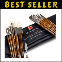 Load image into Gallery viewer, Luxury 14pc Oil &amp; Acrylic Paint Brush Set with Birchwood Handles - No Shedding