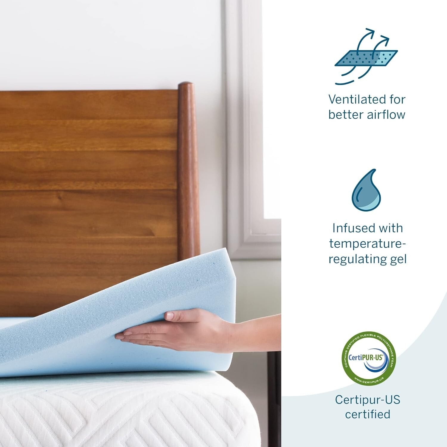 Soft Gel Infused Memory Foam Twin Mattress Topper - 3-Inch Ventilated Comfort