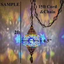 Load image into Gallery viewer, Mediterranean-Style Hanging Pendant Light - Large Mosaic Globe with Switch