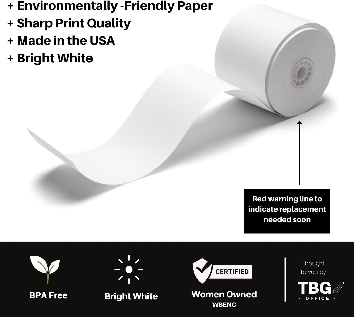 BPA-Free Thermal Receipt Paper Rolls for POS - 3 1/8” x 230’ – 30 Rolls