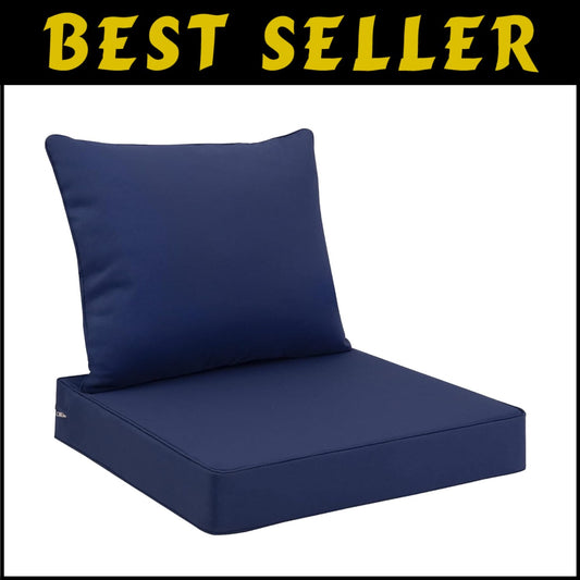 Portable 24x24 Waterproof Chair Cushion with Adjustable Straps & Removable Cover