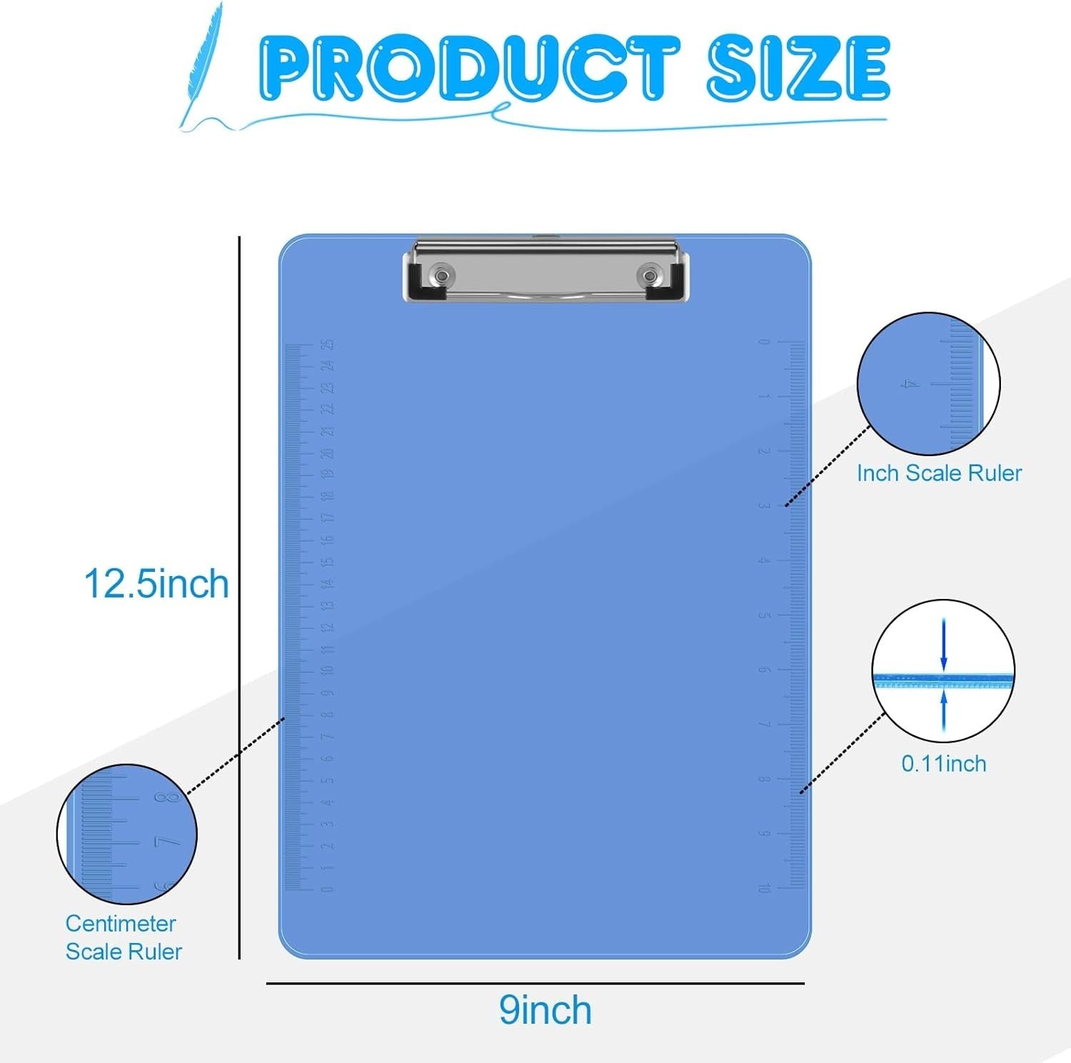 Smooth Surface Plastic Clipboards - 25 Pack, Low Profile Clips for Easy Use