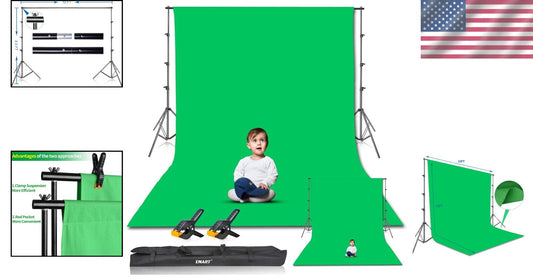 Multi-Functional Green Screen Stand with 100% Cotton Backdrop - Ideal for Events