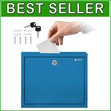 Load image into Gallery viewer, Stylish 3x10 Inch Lockable Suggestion Box - Durable Blue Wall-Mount Design