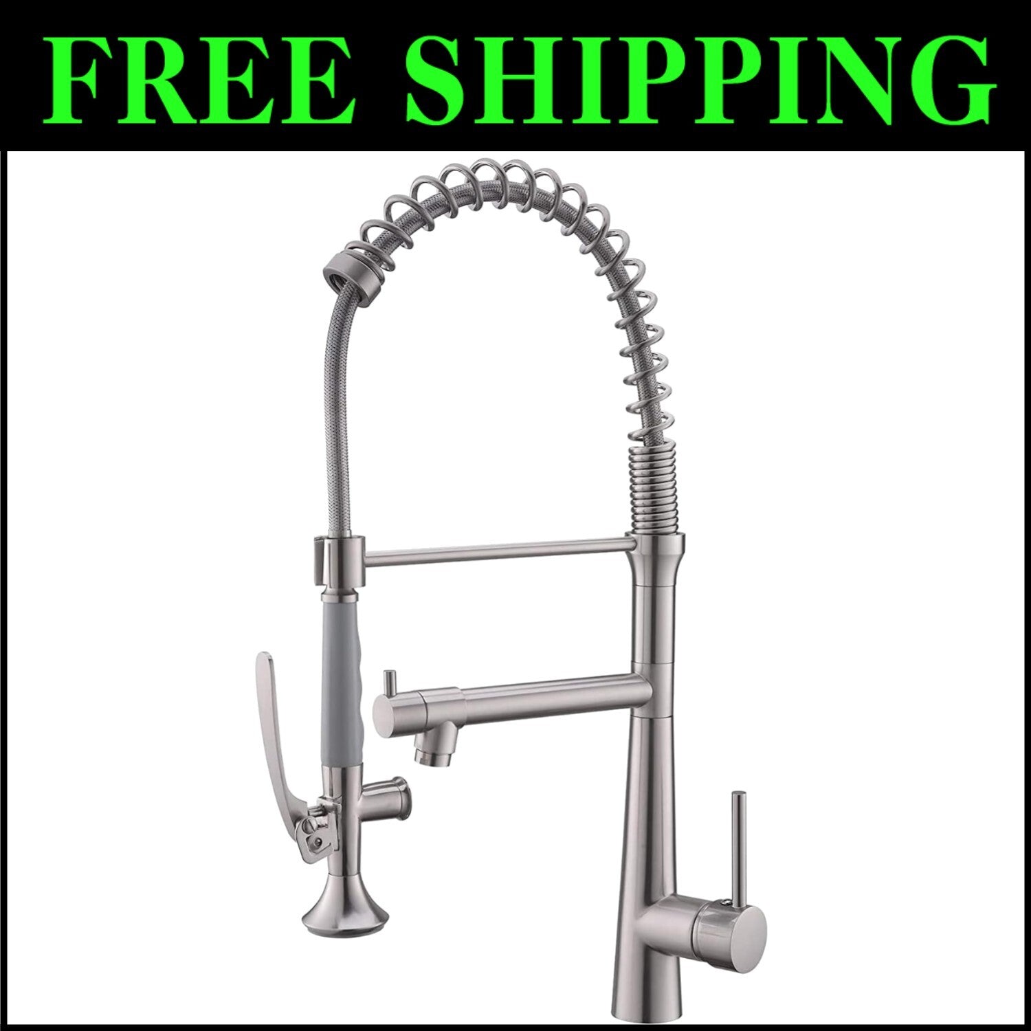 Durable Single Handle Kitchen Faucet with High Arch Gooseneck & 2-Spray Options