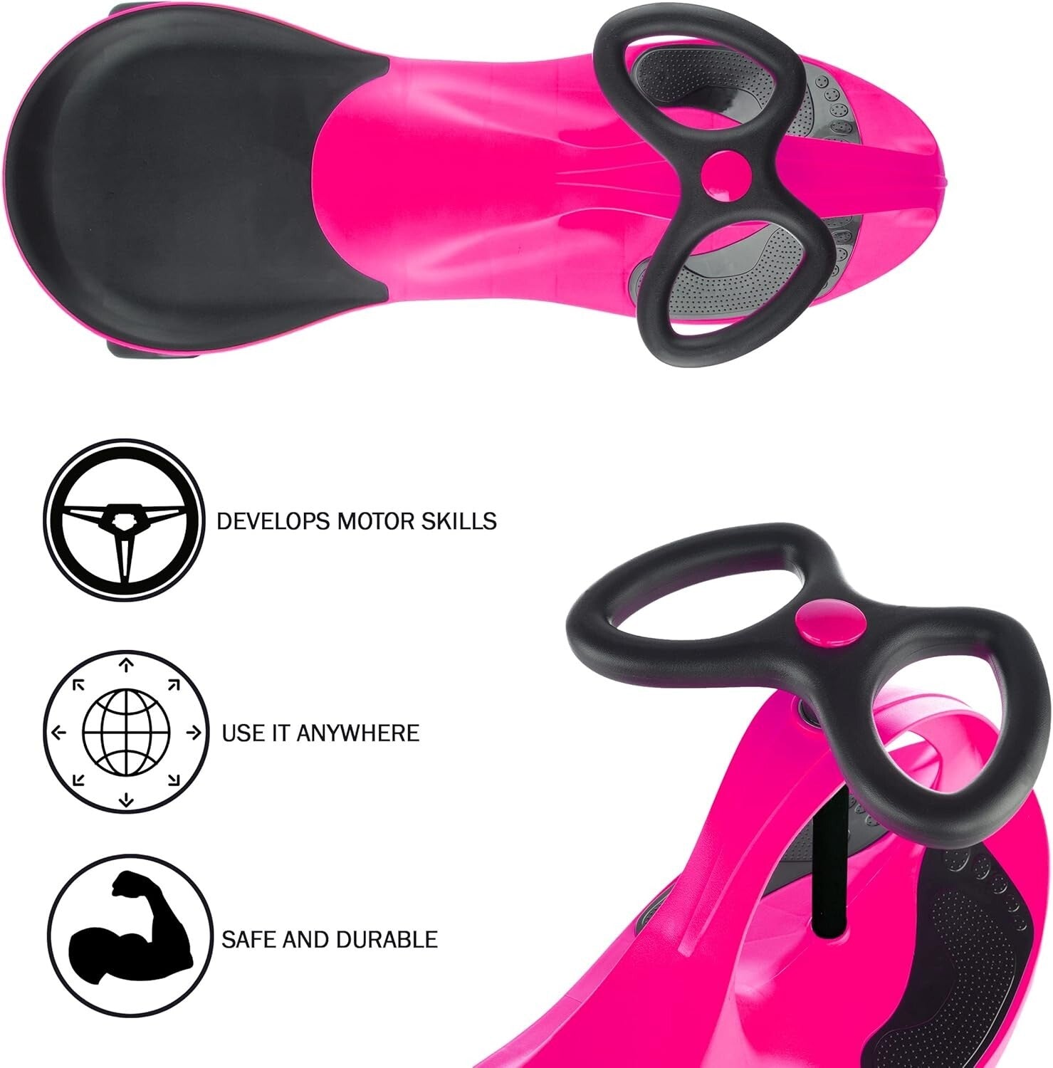 Lil' Rider Pink Wiggle Car – Safe, Battery-Free Ride-On for Toddlers