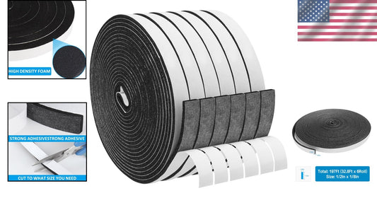 1/2in x 1/8in Foam Weather Stripping Door Seal for Noise and Draft Reduction