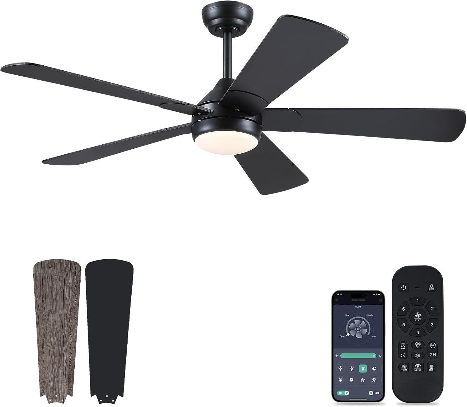 Versatile 52-Inch Ceiling Fan with Reversible Blades & Timer for Indoor/Outdoor