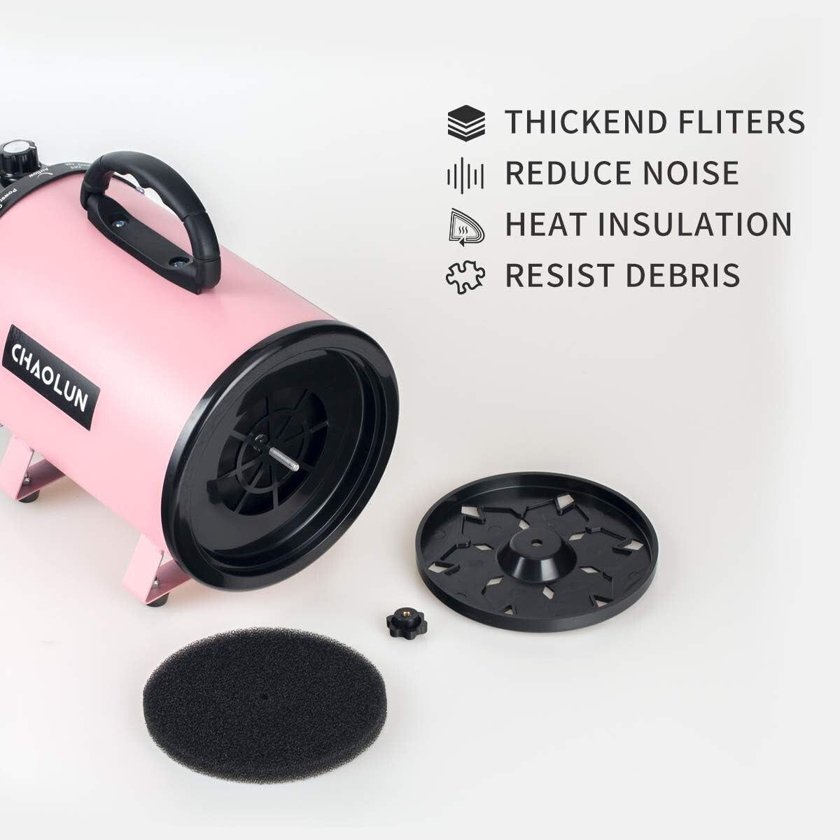Lightweight Pink Pet Dryer: High Velocity Grooming Tool with Adjustable Speed