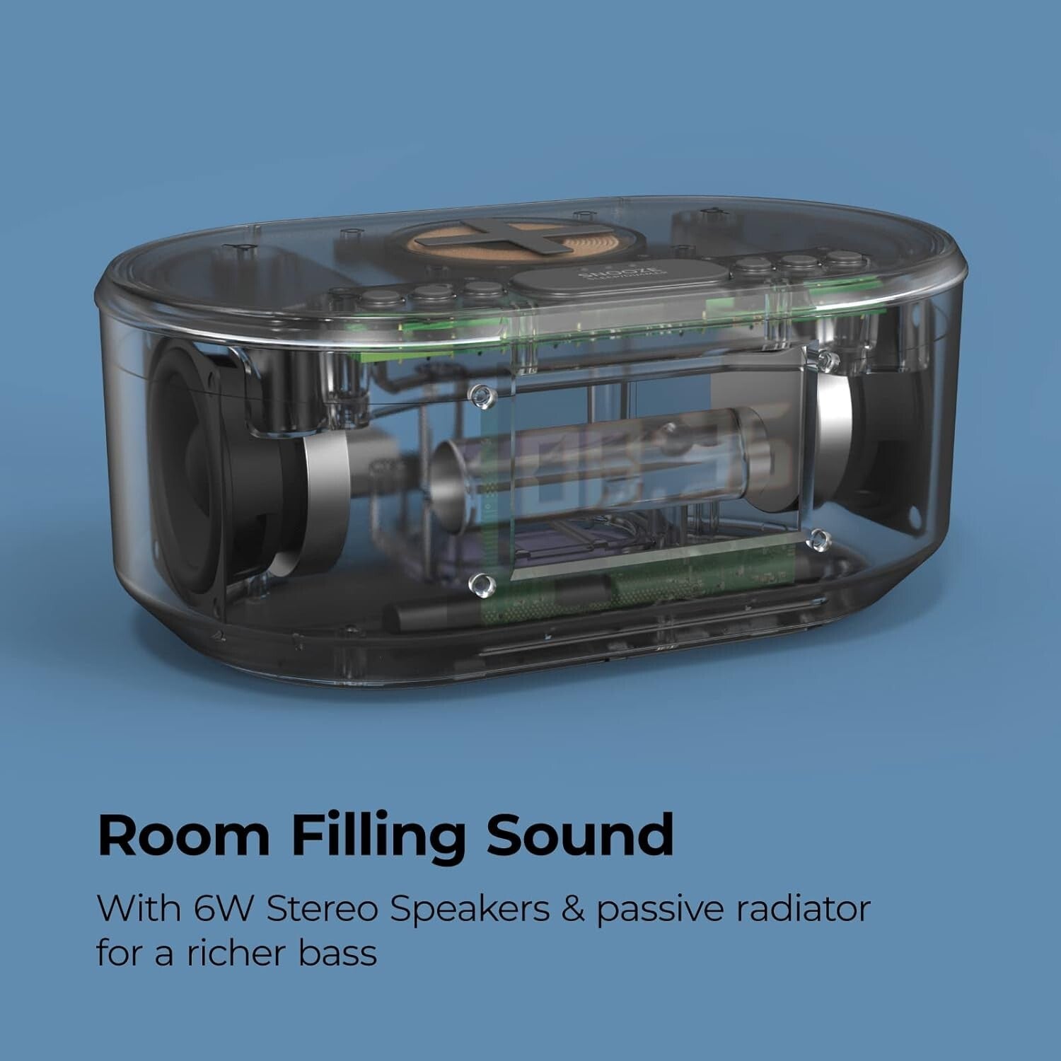 Elegant Digital Alarm Clock with Bluetooth Speaker, Wireless Charging & USB Port