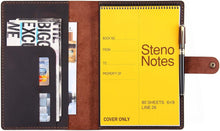 Load image into Gallery viewer, Handcrafted Leather Folio for 6x9 Steno Pads with Card Slots - Coffee Color