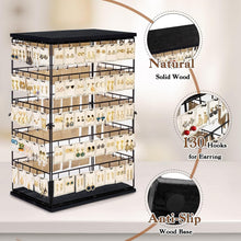 Load image into Gallery viewer, Rustic Earring Display Stand with 130 Hooks - Large Jewelry Organizer Tower
