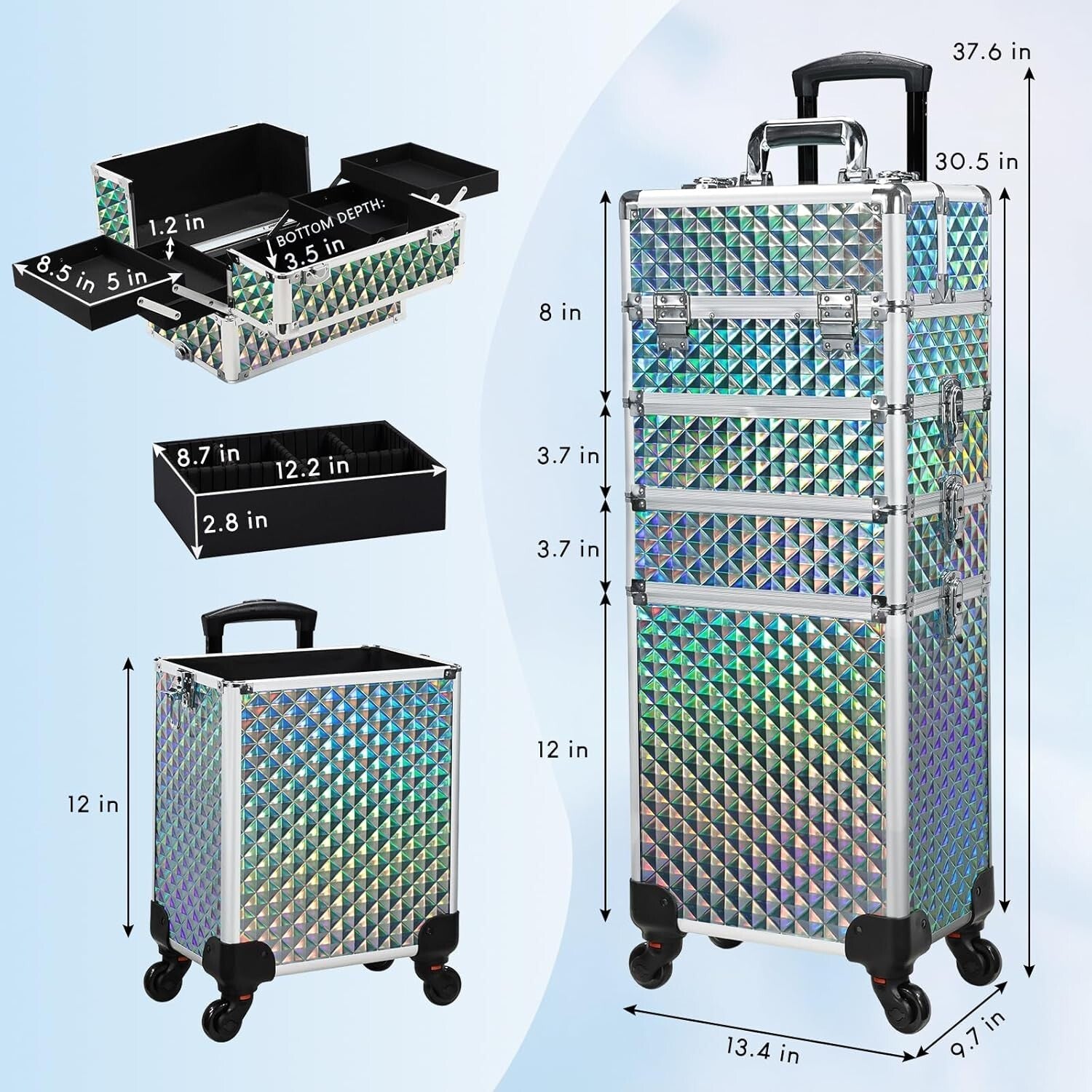 Cosmetology Trolley with 360-Degree Swivel Wheels - Perfect Makeup Organizer