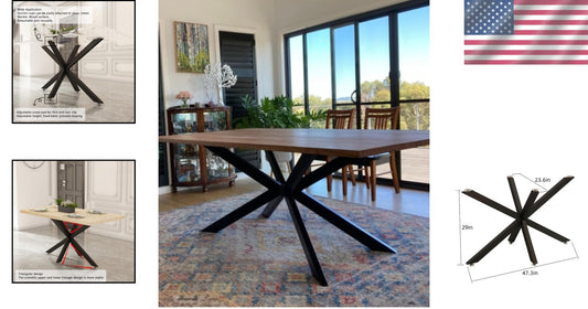 Durable 30 Inch Black Metal Legs with Suction Cups for Dining and Coffee Tables