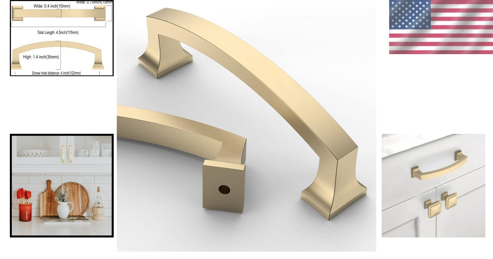 10-Pack Brushed Brass Kitchen Cabinet Handles - Easy Install & Elegant Finish